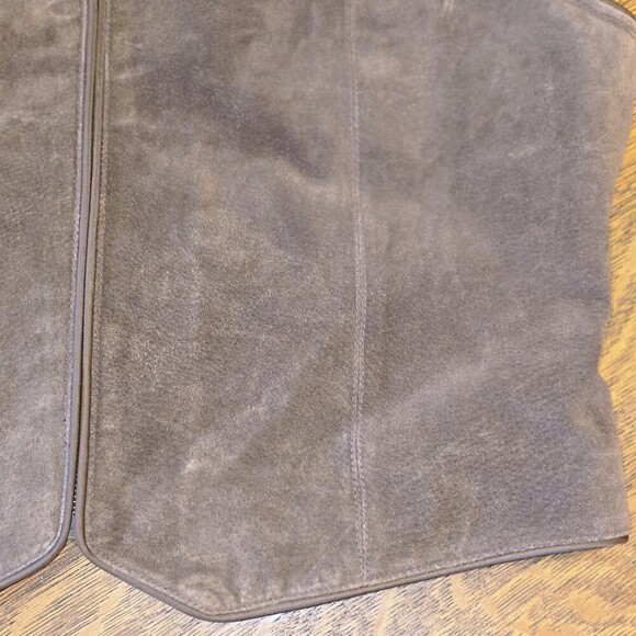 Great Northwest Leather Front Vest Brown Suede Zip Front Lined Size Large - Picture 2 of 12